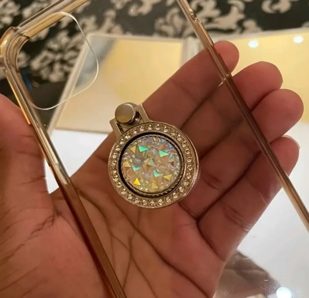 Bedazzled Silver 360 degree Rotating Finger Ring Holder