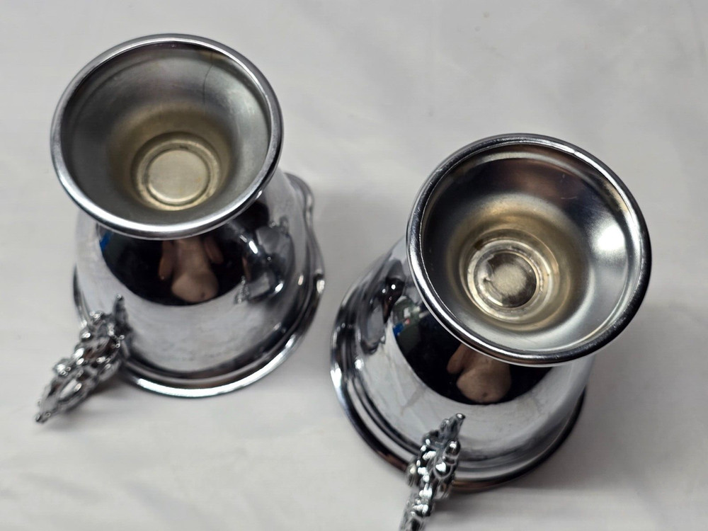 Silverplate Sugar & Creamer Set Ornate Handles Trophy Style