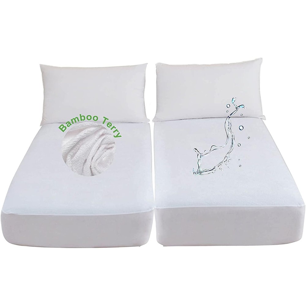 Waterproof Split California King Mattress Protector for Adjustable Bed Noisel...
