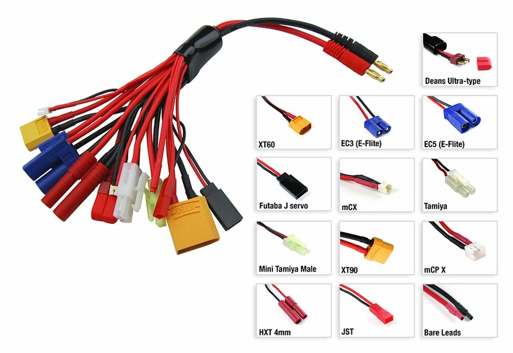 Mega V2 Charge" 13-in-1 Charging Adapter for Traxxas EC3 (E-Flite)