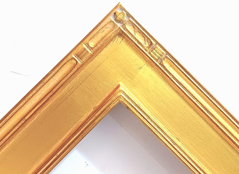 8 X 10 CLOSED CORNER FLAT PANEL GOLD LEAF 2" WIDE STANDARD PICTURE FRAME