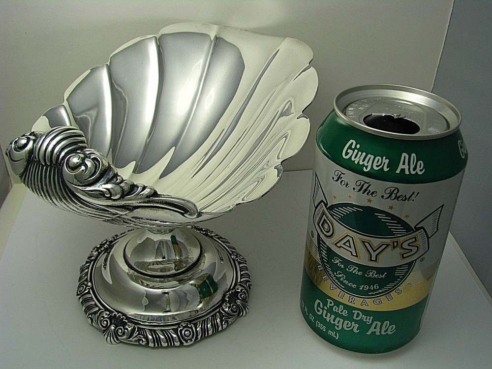 WATSON STERLING SILVER SHELL DISH SEAFOOD BOWL PEDESTAL SHELL by Watson ca1890s