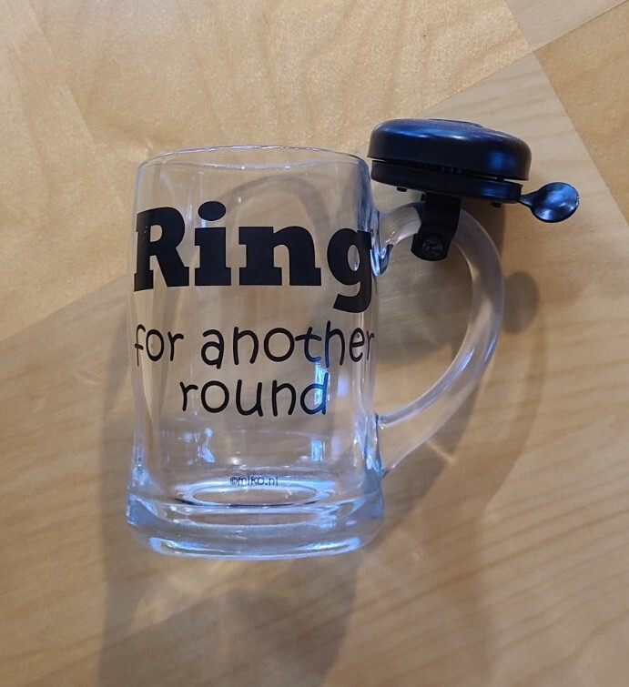 Mug: Novelty: "Ring For Another Round": Fun Bar Accessory