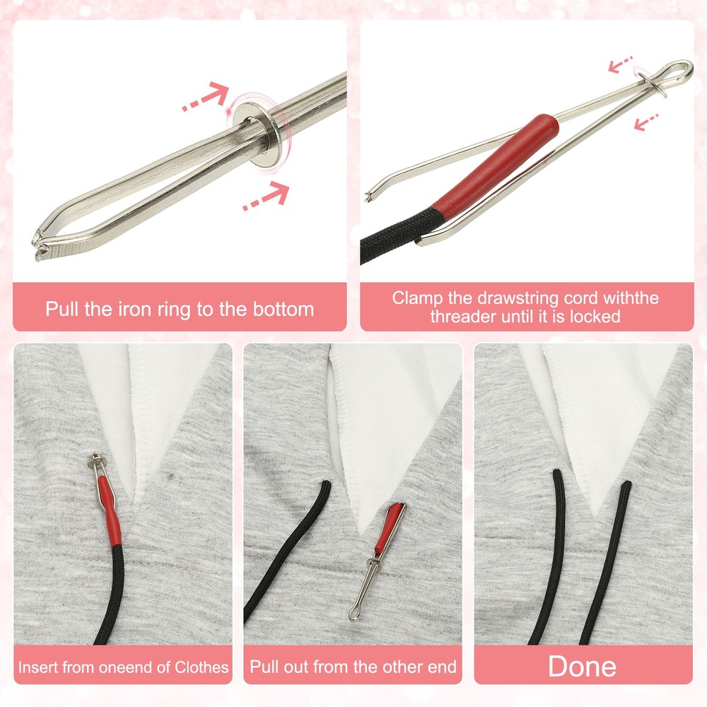 2pcs 53inch Drawstring Cords Hoodie String with Easy Threader, Bright Red