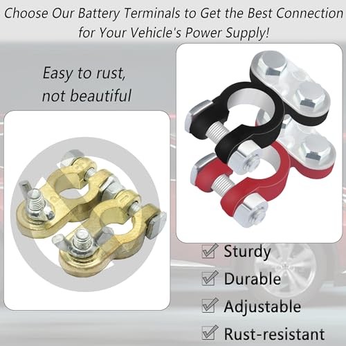 2PCS Adjustable Car Battery Terminal Connectors,Galvanized Negative/Positive