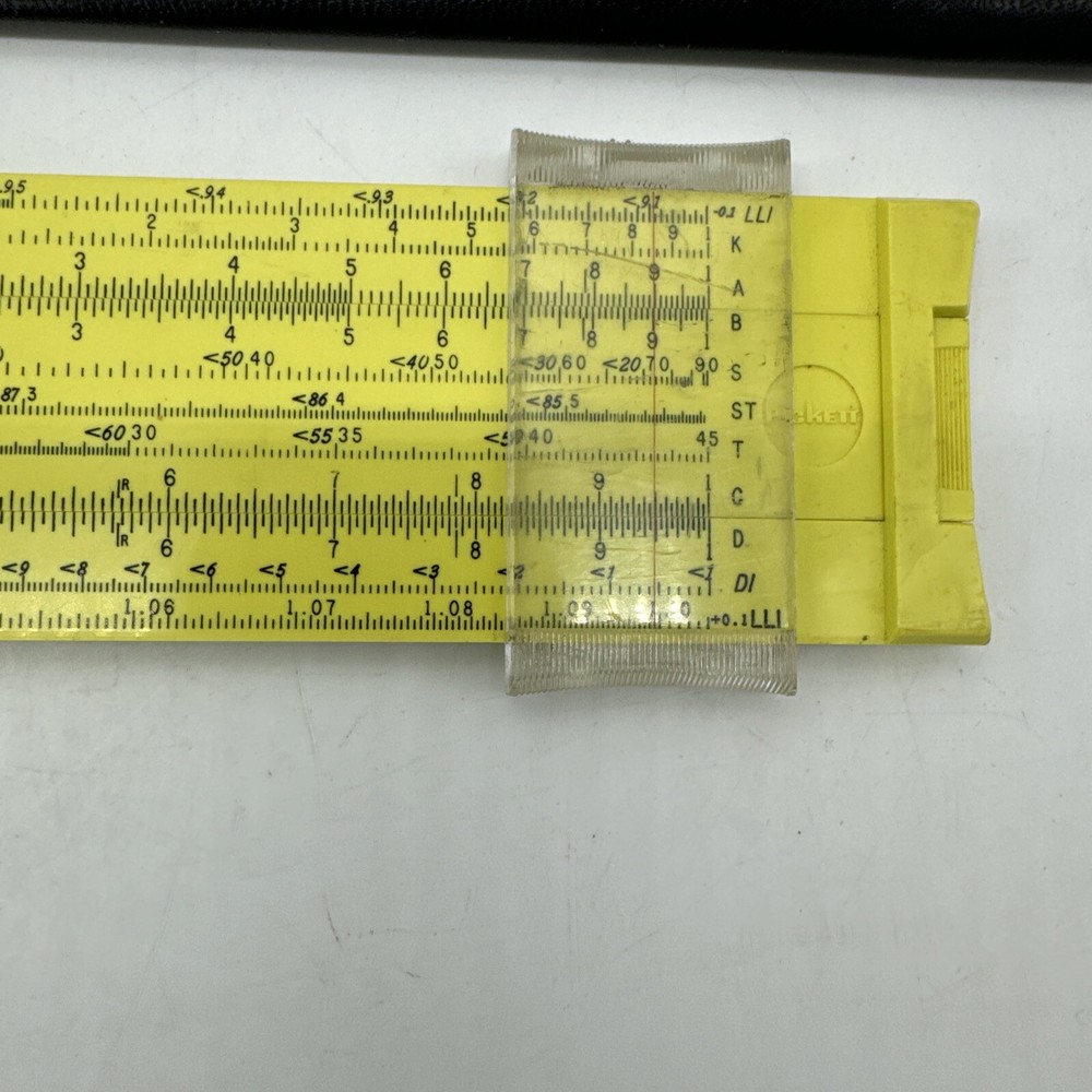 Vintage Pickett Microline 140 Yellow Slide Rule with Case