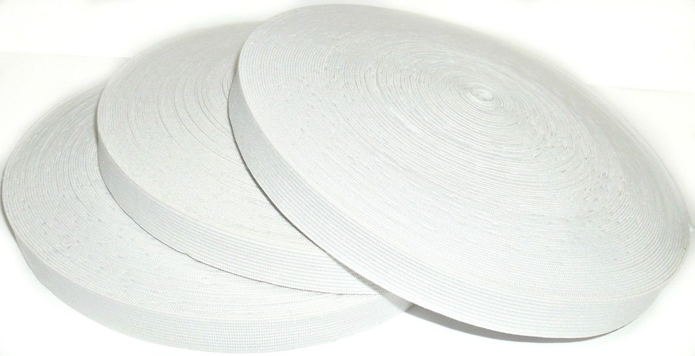 WHITE KNITTED ELASTIC, 18MM WIDE, 33MTR ROLL