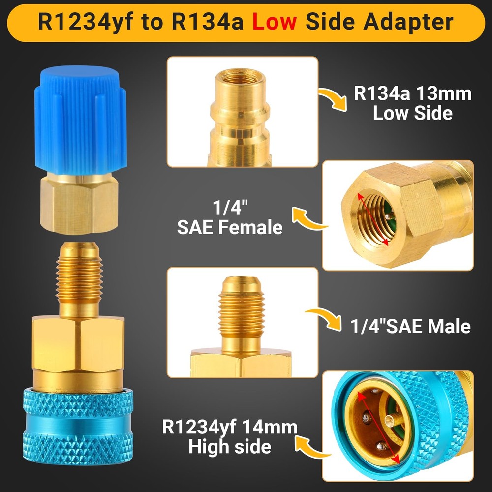 R1234yf To R134a Adapter High Low Pressure Side Quick Coupler Conversion Part