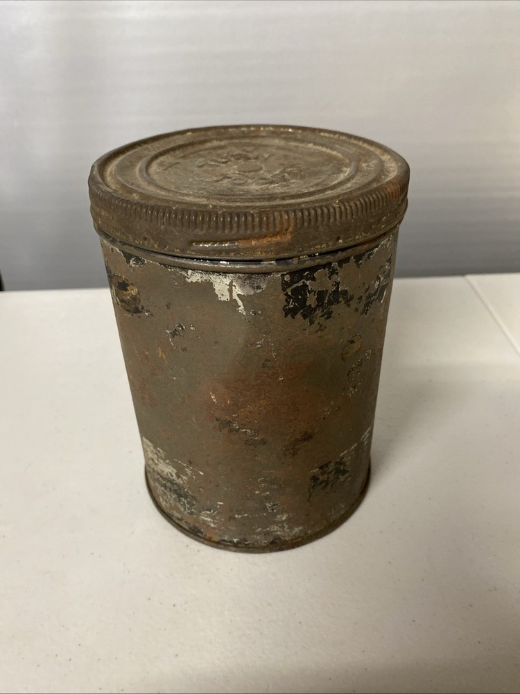 Vintage Tin Can - approx 4 3/4 Tall & 4 5/8 Diameter - surface denting