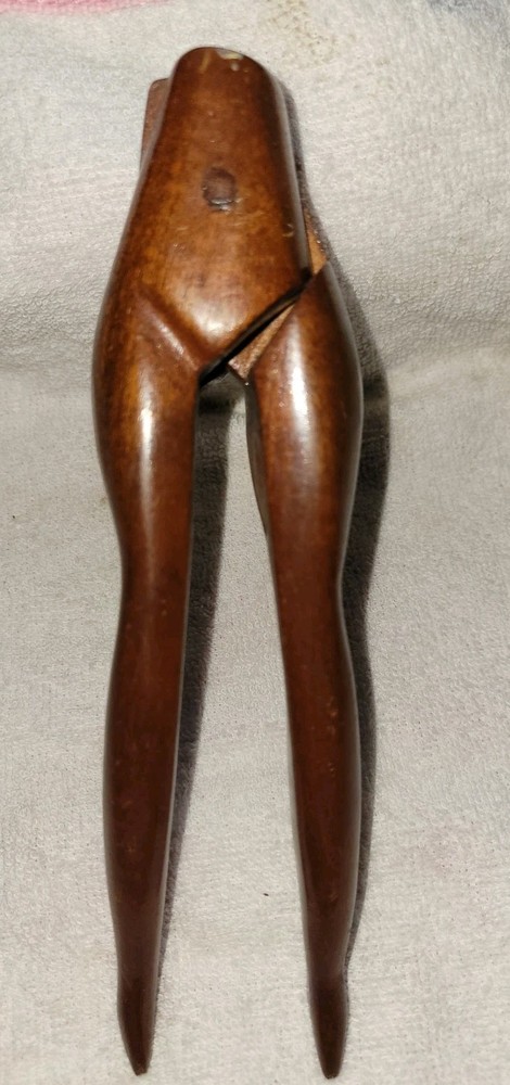 Vtg Solid Wood Nutcracker Lady Legs Hand Carved