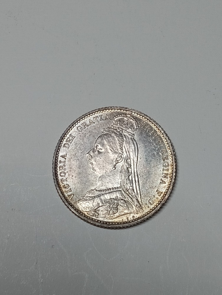 1887 Great Britain Silver Sixpence - Shield Type - KM 759