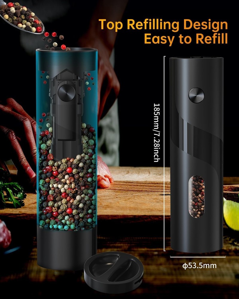 CIRCLE JOY Rechargeable Electric Pepper Grinder Top-Refill Adjustable