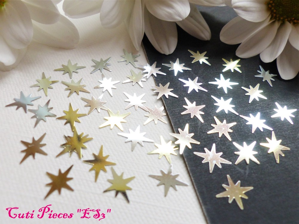 Nail Art Glitter Holographic Gold Mix Exploding Stars Small Pack Spangle ES3