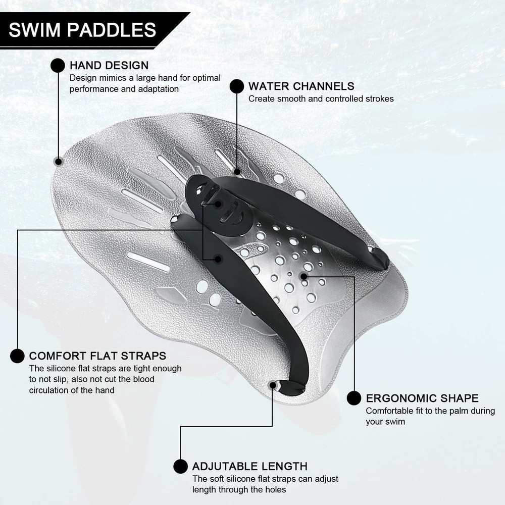 Contour Swim Paddles Hand, Training Hand with Medium, Grey
