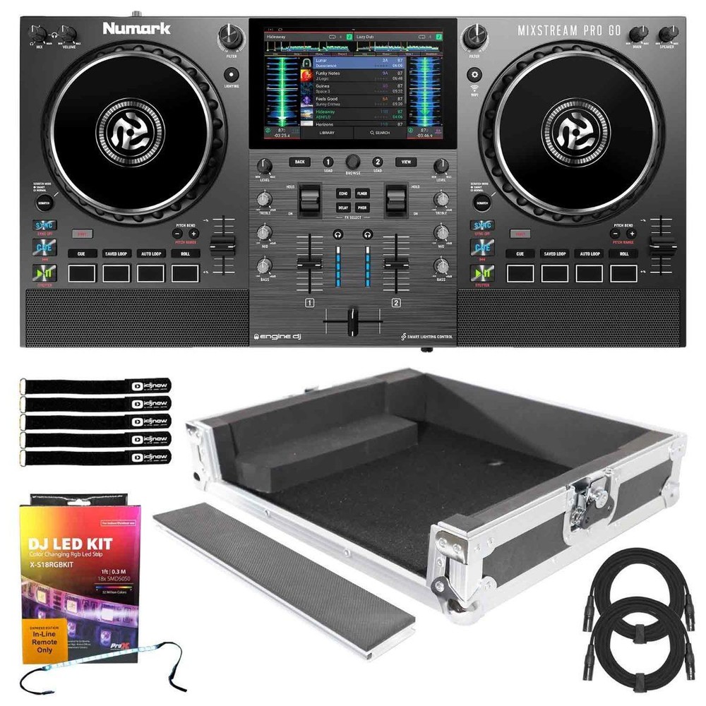 Numark MIXSTREAM PRO GO Streaming Battery Powered DJ Controller w Silver Case