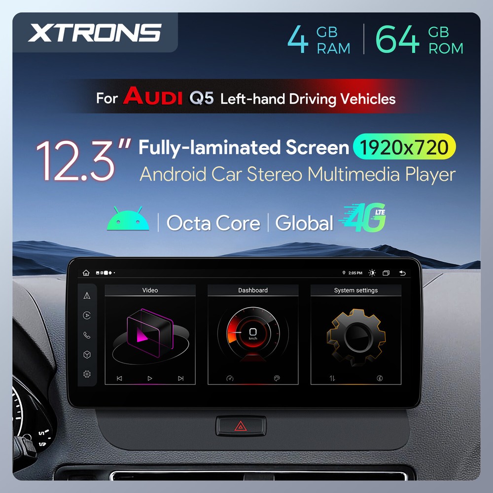 12.3" Android Stereo for Audi Q5 2009-2017 CarPlay Android Auto GPS 4G LTE 64G