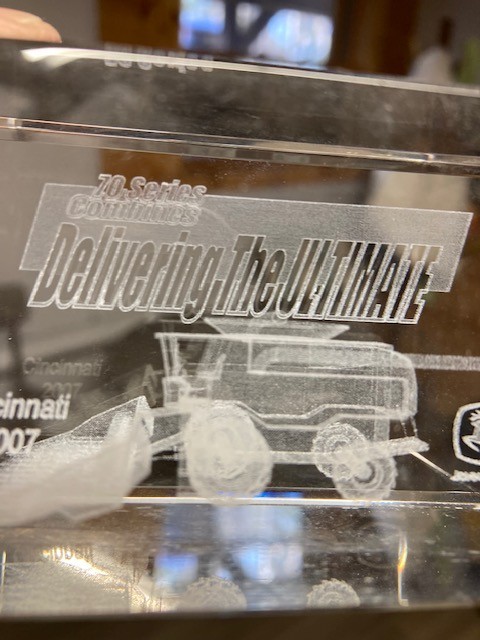 John Deere Combine Clear Paper weight
