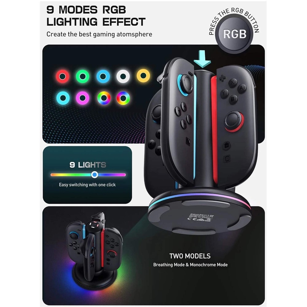 Dual-Side Magnetic Alignment System Charging Dock for Nintendo Switch 2 JoyCon 2