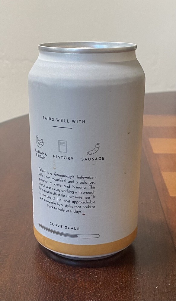 Fallout Hefeweizen Empty Beer Can Bottom Opened Manhattan Project Beer