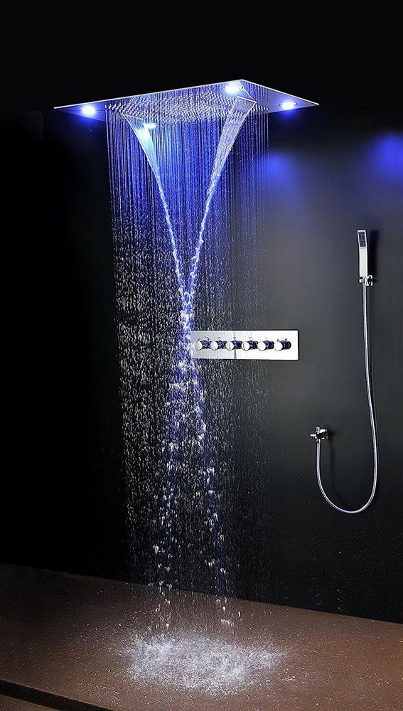 Cascada Luxurious Recessed 23" x 31" LED Shower System 4 Types, remote control
