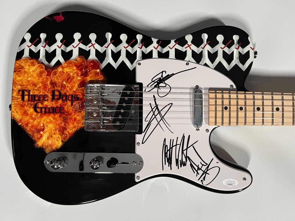 Three Days Grace Fully JSA Autograph Signed Guitar