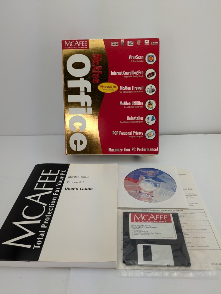 Vintage McAfee Office V3.1 Software Sealed Media BIG BOX