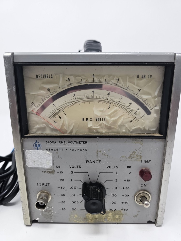 HP Hewlett Packard 3400A RMS Voltmeter w Option C35 - Powers On