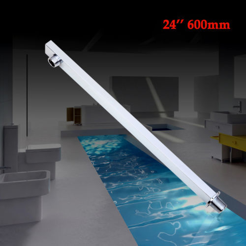 24" Square Chrome Rainshower Wall Mounted Adjustable Shower Extension Arm