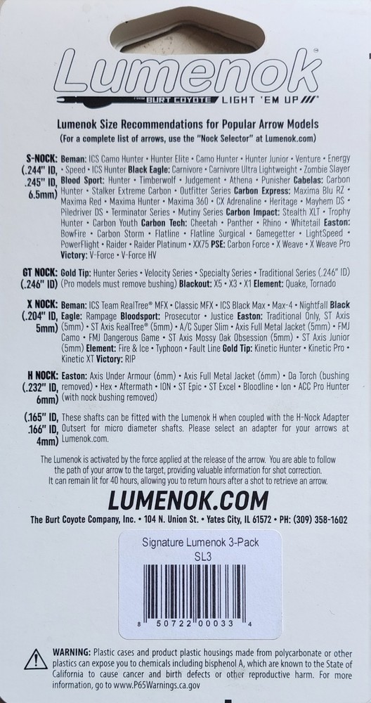 Lumenok HD Orange Lighted nock size s