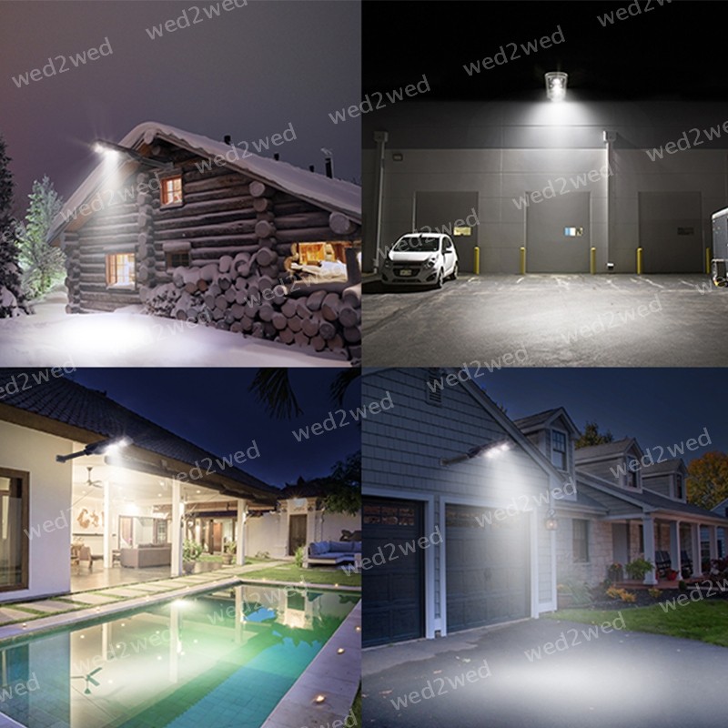 450W LED Solar Steert Lamp Frontyard Security Waterproof w/ Remote Control Pole