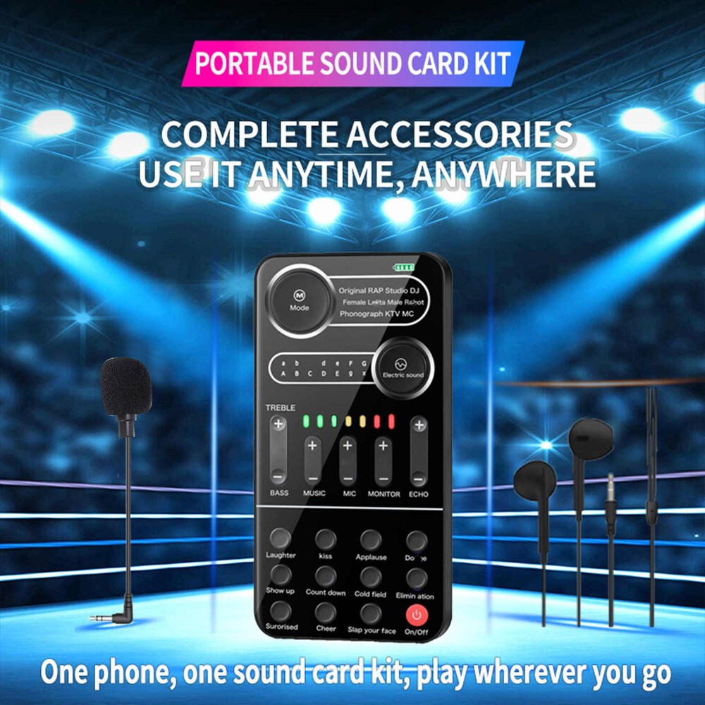 For Cable Sound Card Portable Mixer with Evading Function 13 Adjustable Stones