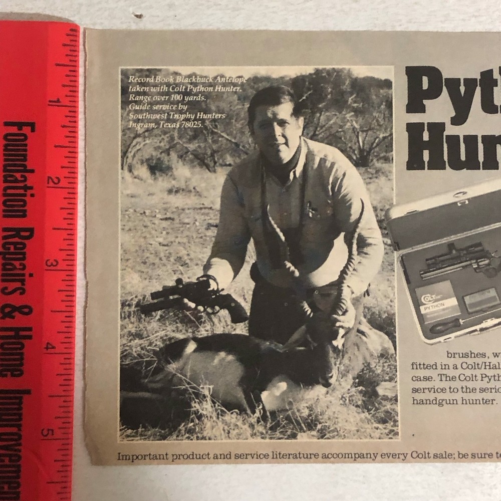 1980 Colt Python Hunter Vintage Print Ad pa50