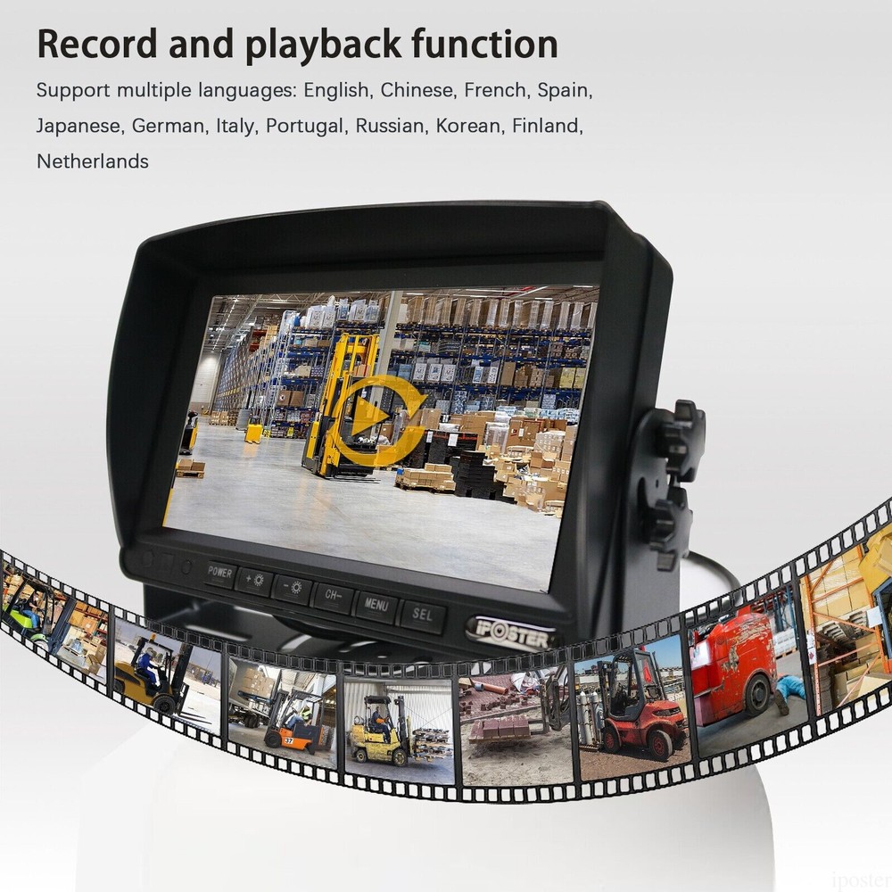 Wireless 7" DVR Monitor Forklift Front View Camera Laser Positioning