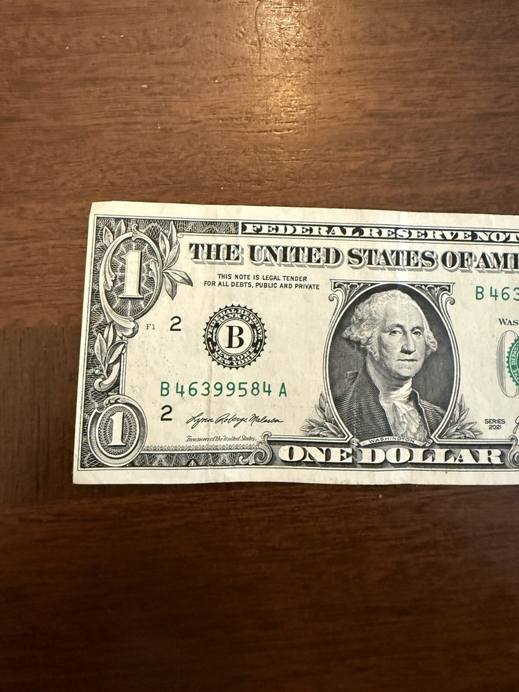2021 $1 Dollar Bill Misaligned Off Center Cut Error