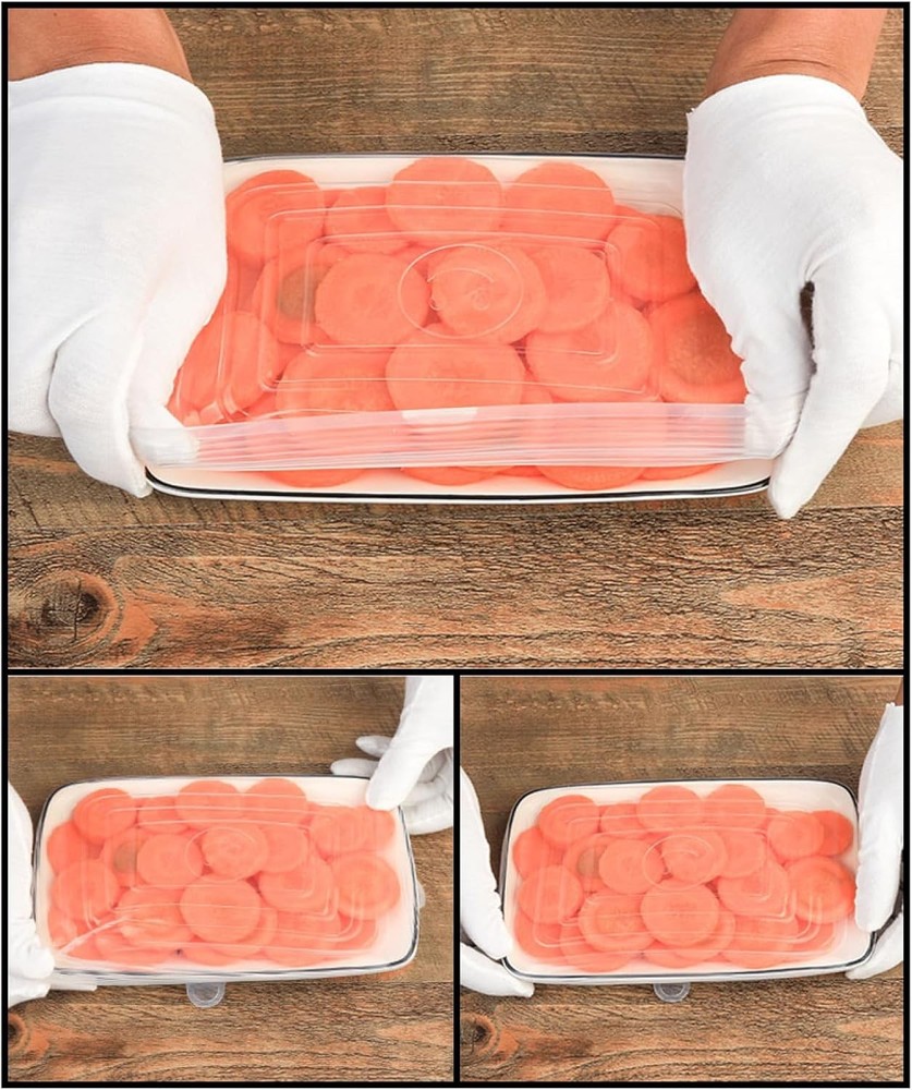 6 Packs Rectangular Silicone Stretch Lids Set of 6 Sizes Reusable Sturdy