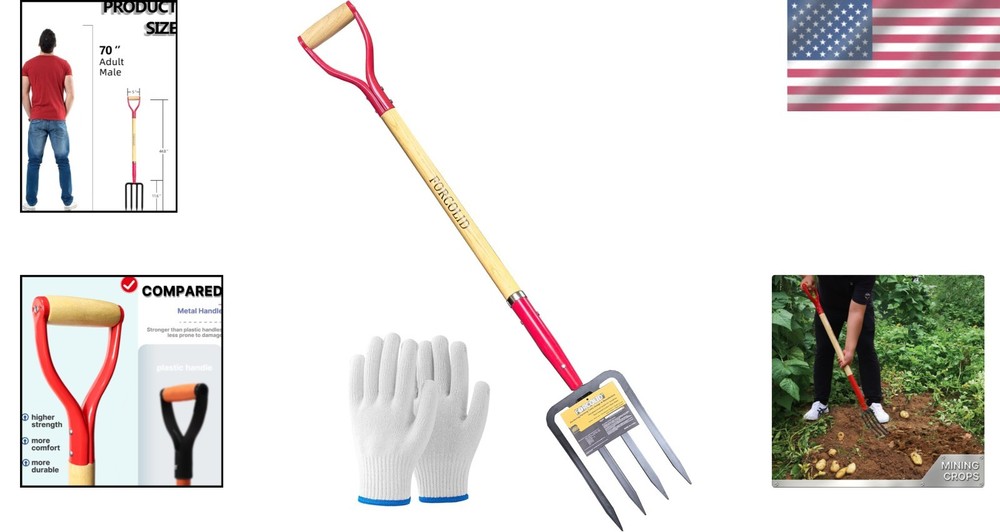 Lightweight 4-Tine Spading Fork - Perfect for Effortless Gardening Tasks