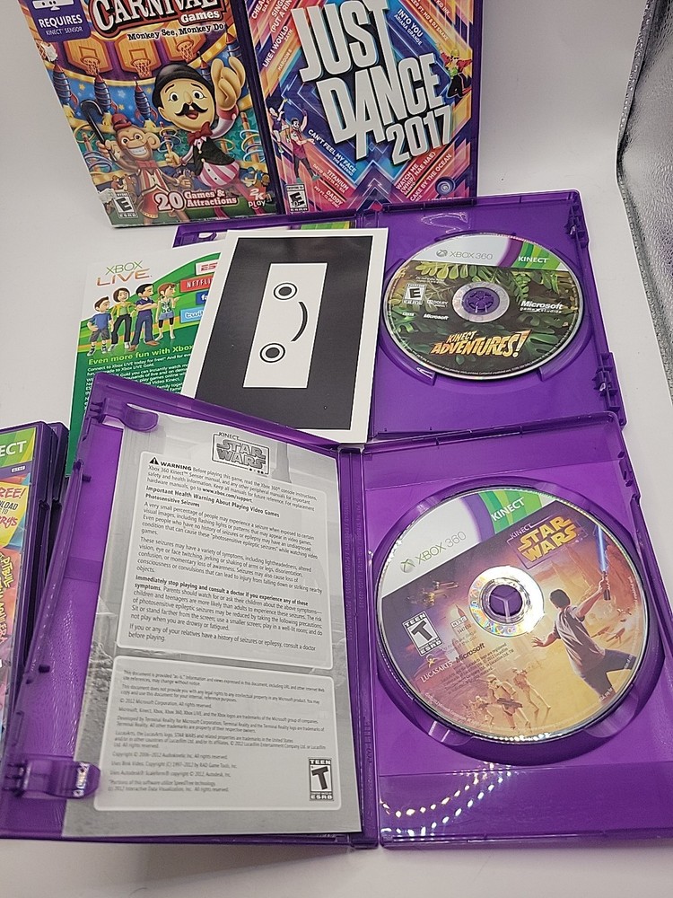 Microsoft Xbox 360 Kinect Sensor Bar + 6 Games Bundle FAST SHIP