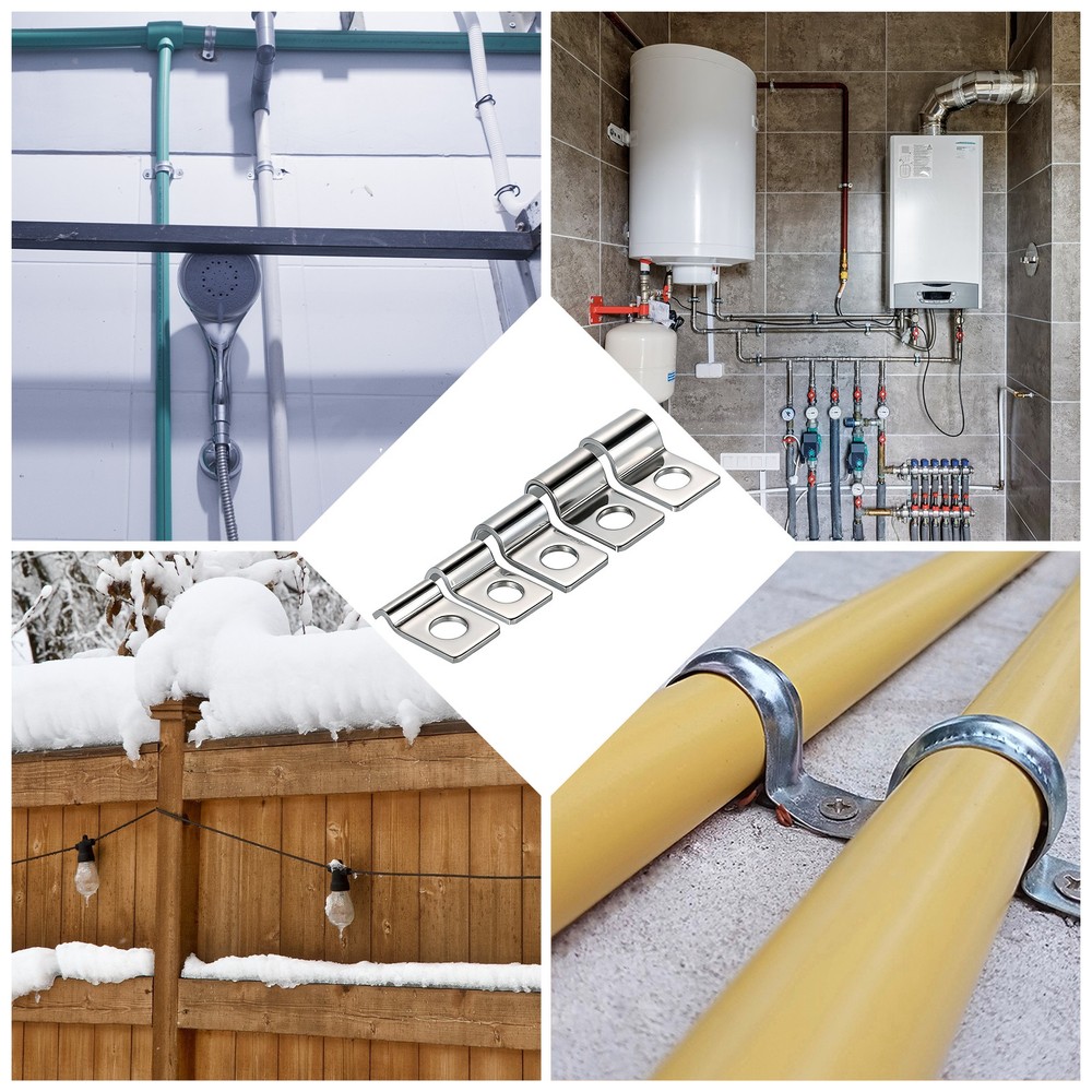 12Pcs 3mm(1/8") One Hole Rigid Pipe Strap with Screws, Silver