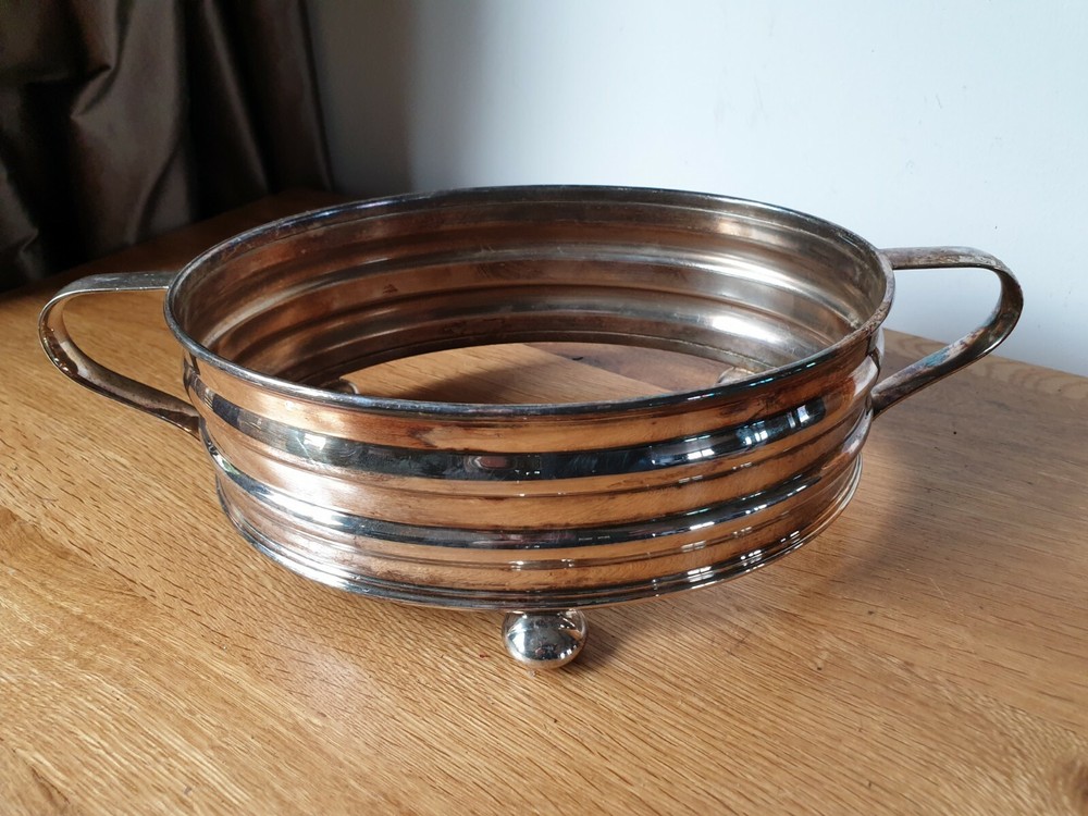 Beautiful Antique Silver Plated Serving Dish Holder with Handles