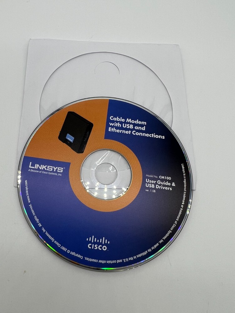 2007 Linksys CISCO CM100 Cable Modem CD User Guide & USB Drivers Version 1.0B