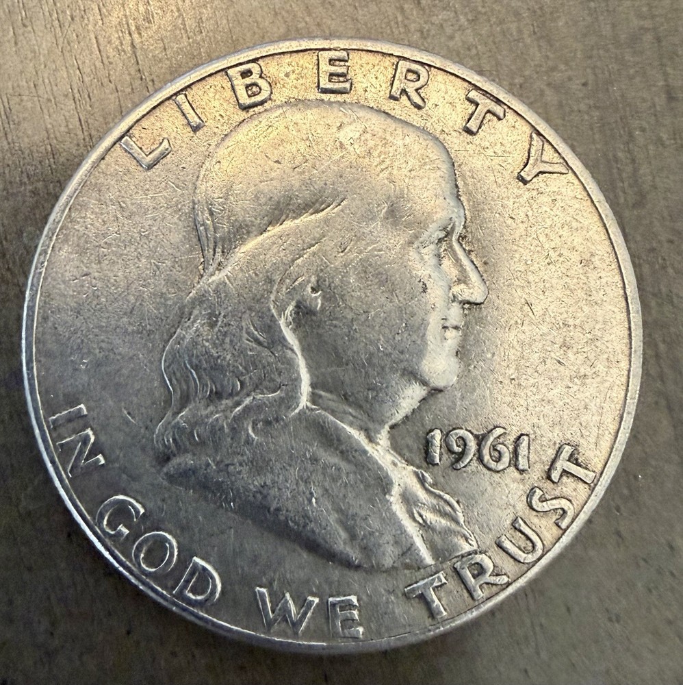 1961 Franklin Half Dollar. Condition as Pictured. 90% Silver.
