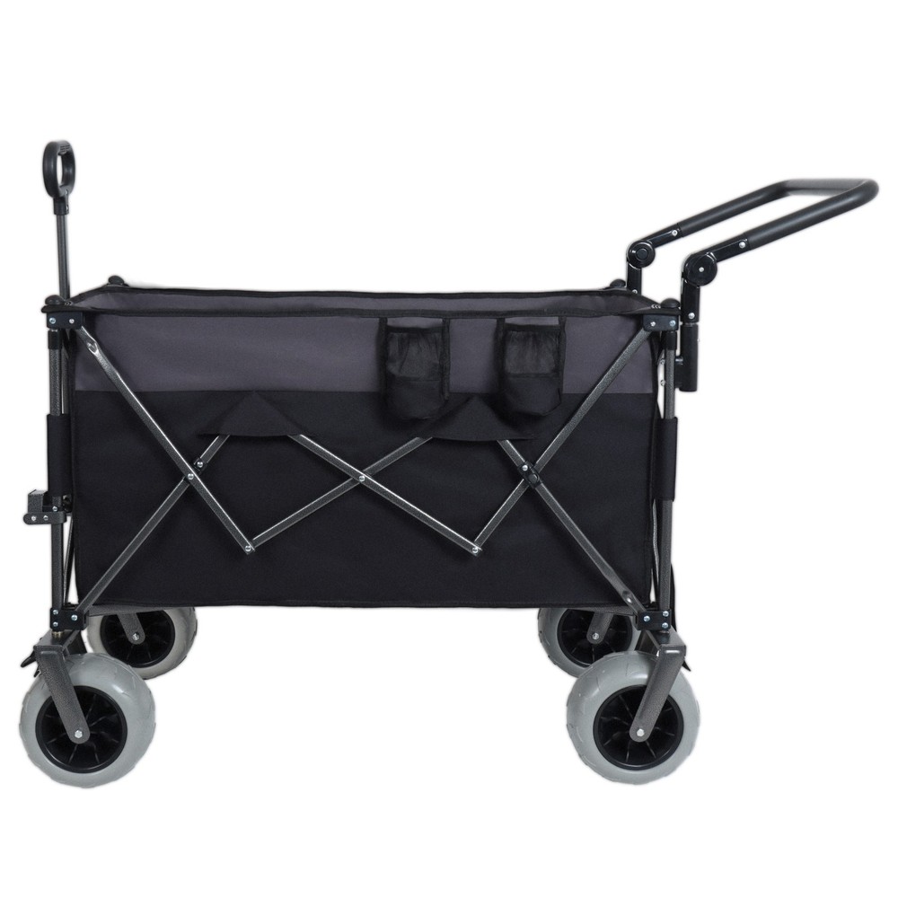 Push-Pull Folding Wagon Cart with Rotating Handle & Large Beach Tires