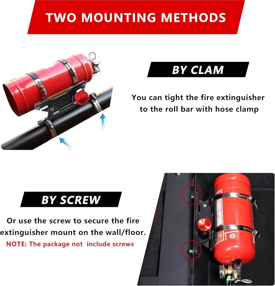 Quick Release Fire Extinguisher Mount - Aluminum Adjustable UTV Roll Bar Fire