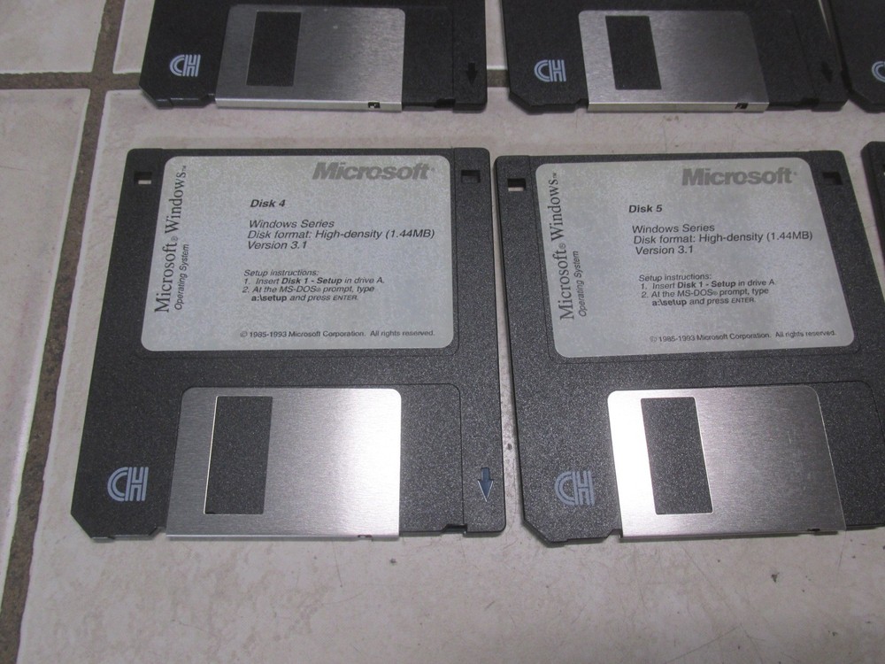 Microsoft Windows Operating System 1-6 Floppy Disks 1993 Version 3.1