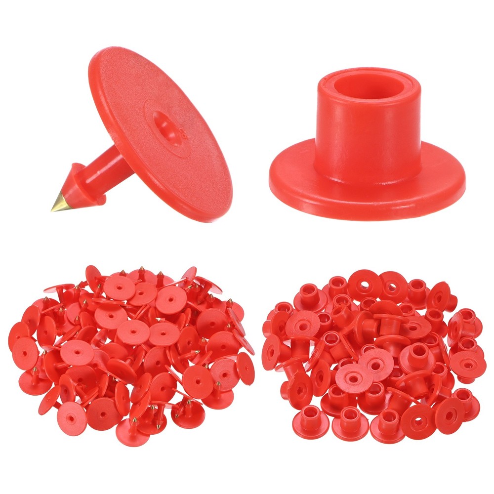 100-Pack Cattle Ear Tags, Plastic Round Blank Livestock Ear Tags [Red]