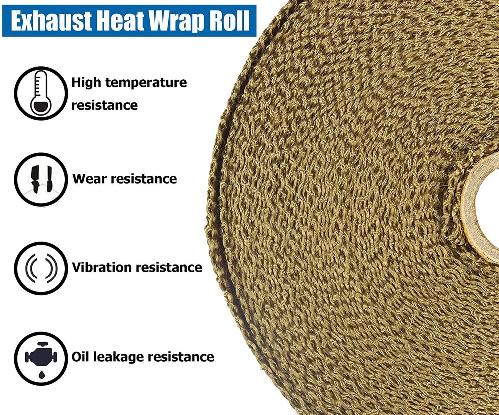 High temperature 50mm*5M Exhaust Heat Header Wrap Roll Titanium W/ fixed 5 ties
