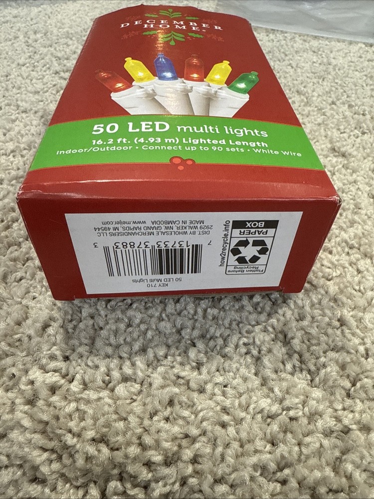 December Home 50 LED Multi Mini Lights-white Wire 16.2Ft
