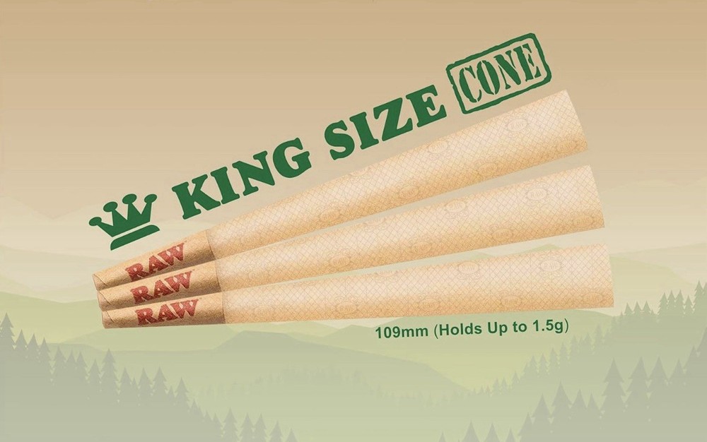 AUTHENTIC raw classic KING size pre rolled cone +premium glass cone filter tip