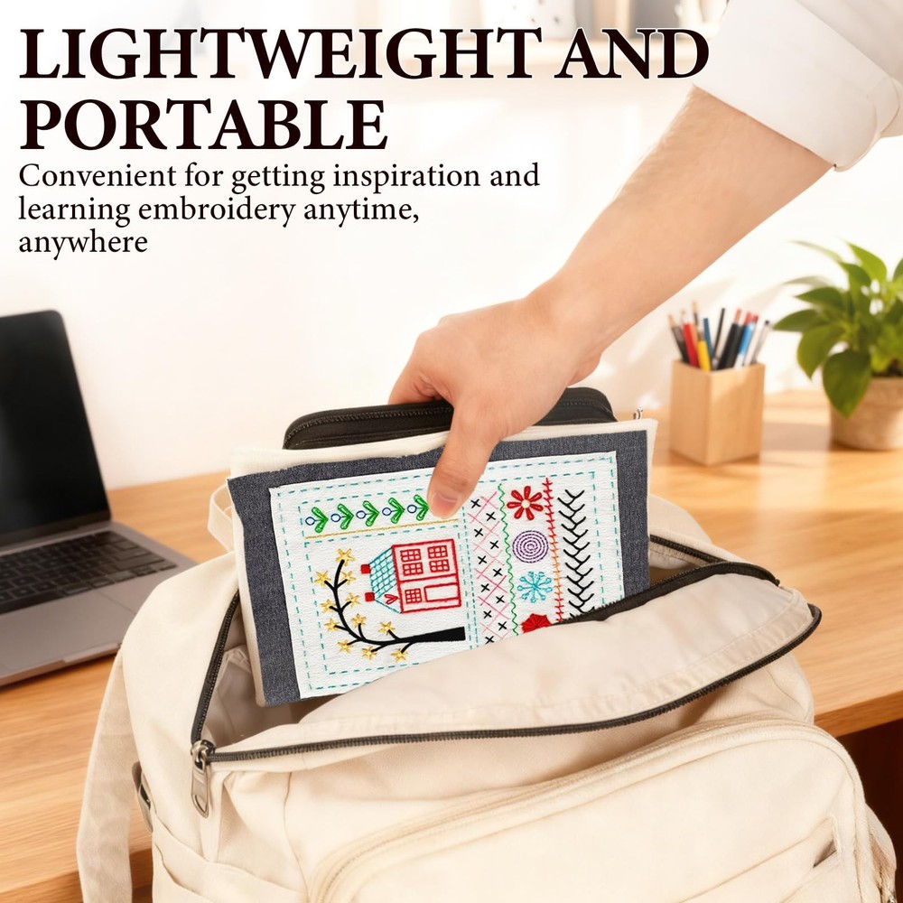 Embroidery Stitch Book Kit - Portable with Multiple gray