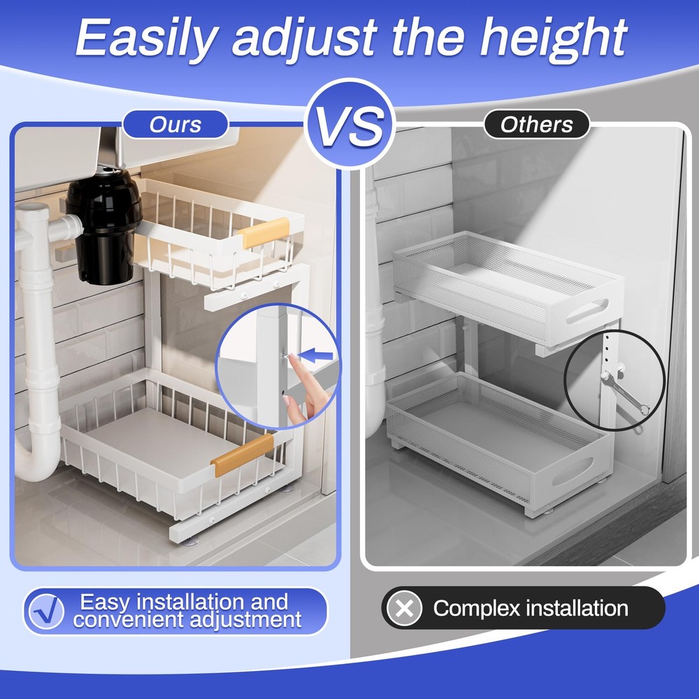 Under Sink Organizer set 2 Pack Expandable 2 Tier storage shelf